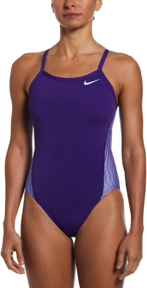 Nike Women's HydraStrong Multi Print Racerback One Piece Swimsuit Court Purple, 28