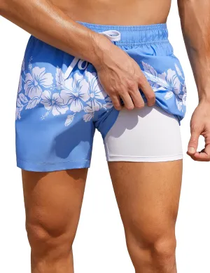 Nonwe Swim Trunks with Compression Liner Quick Dry Summer Beach Board Shorts for Men Swimwear