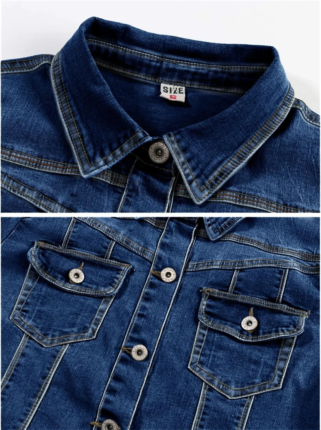 Omoone Women's Summer Short Sleeve Slim Crop Denim Trucker Jacket Jean Coat Tops