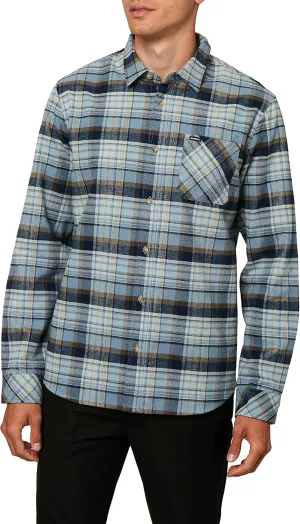 O'NEILL Men's Plaid Stretch Flannel - Long Sleeve Flannel Shirt for Men - Casual Button-Up Shirt,Pastel Blue | Winslow,M