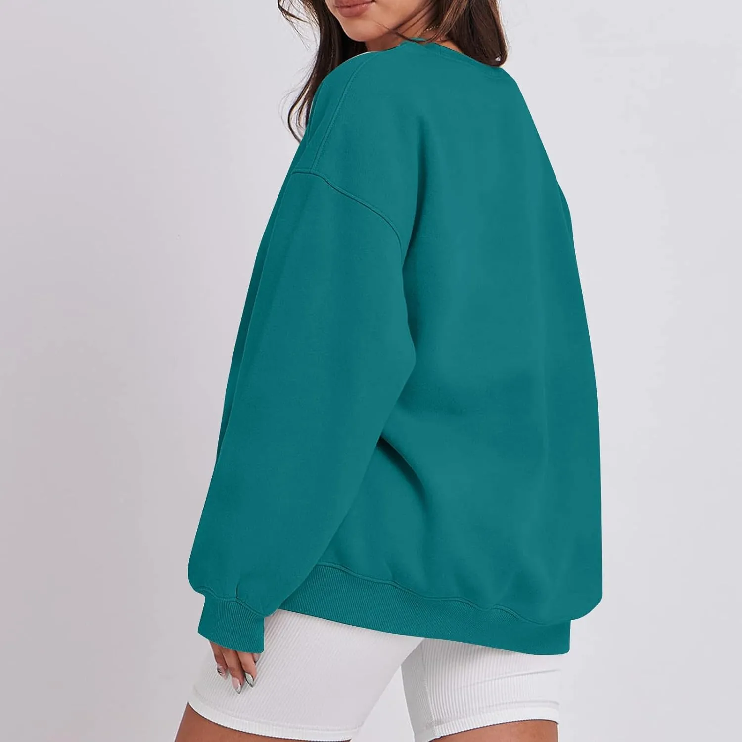 Oversized Crewneck Sweatshirts Women Casual Long Sleeve Pullover Sweaters Drop Shoulder Comfy Fleece Sweatshirts