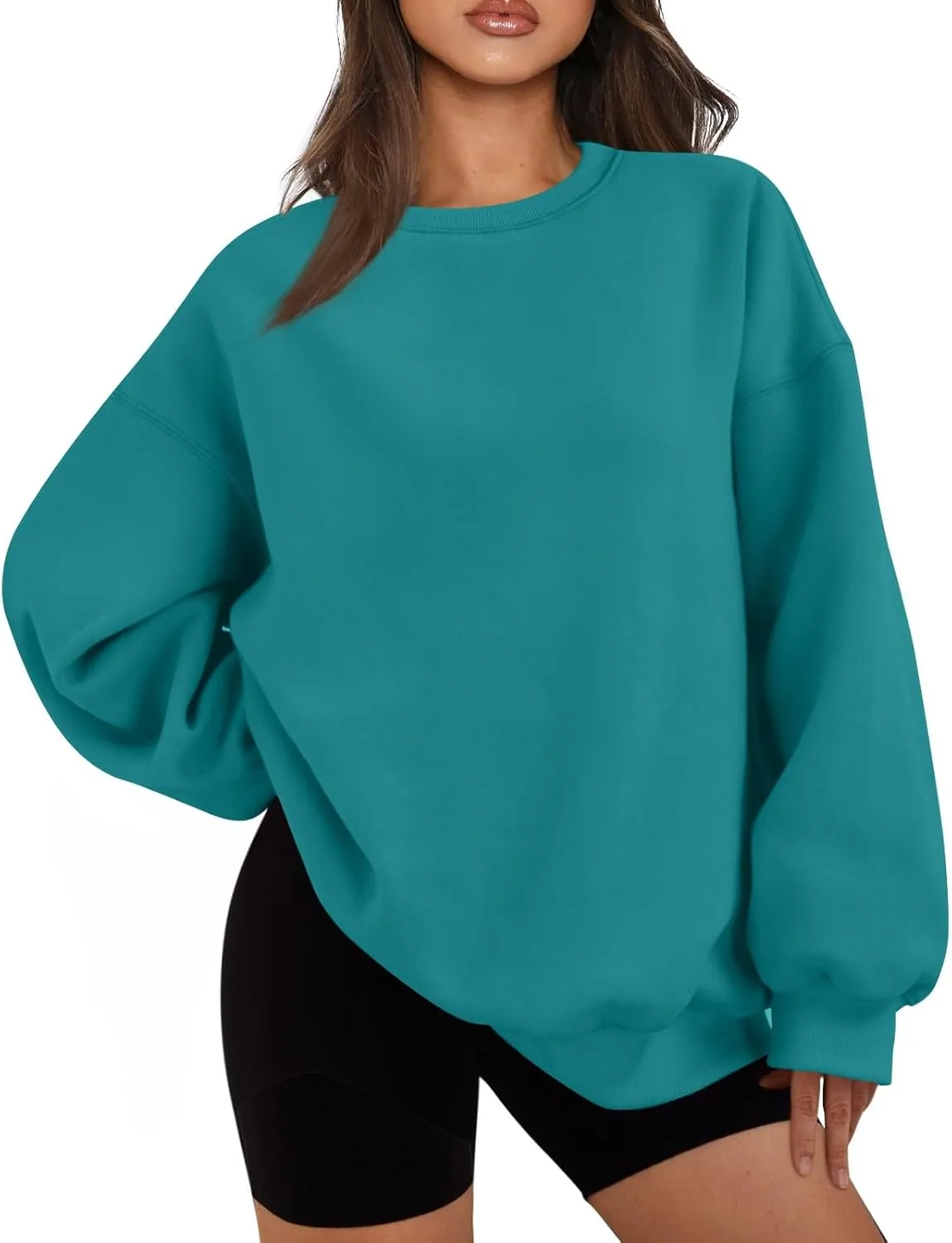 Oversized Crewneck Sweatshirts Women Casual Long Sleeve Pullover Sweaters Drop Shoulder Comfy Fleece Sweatshirts