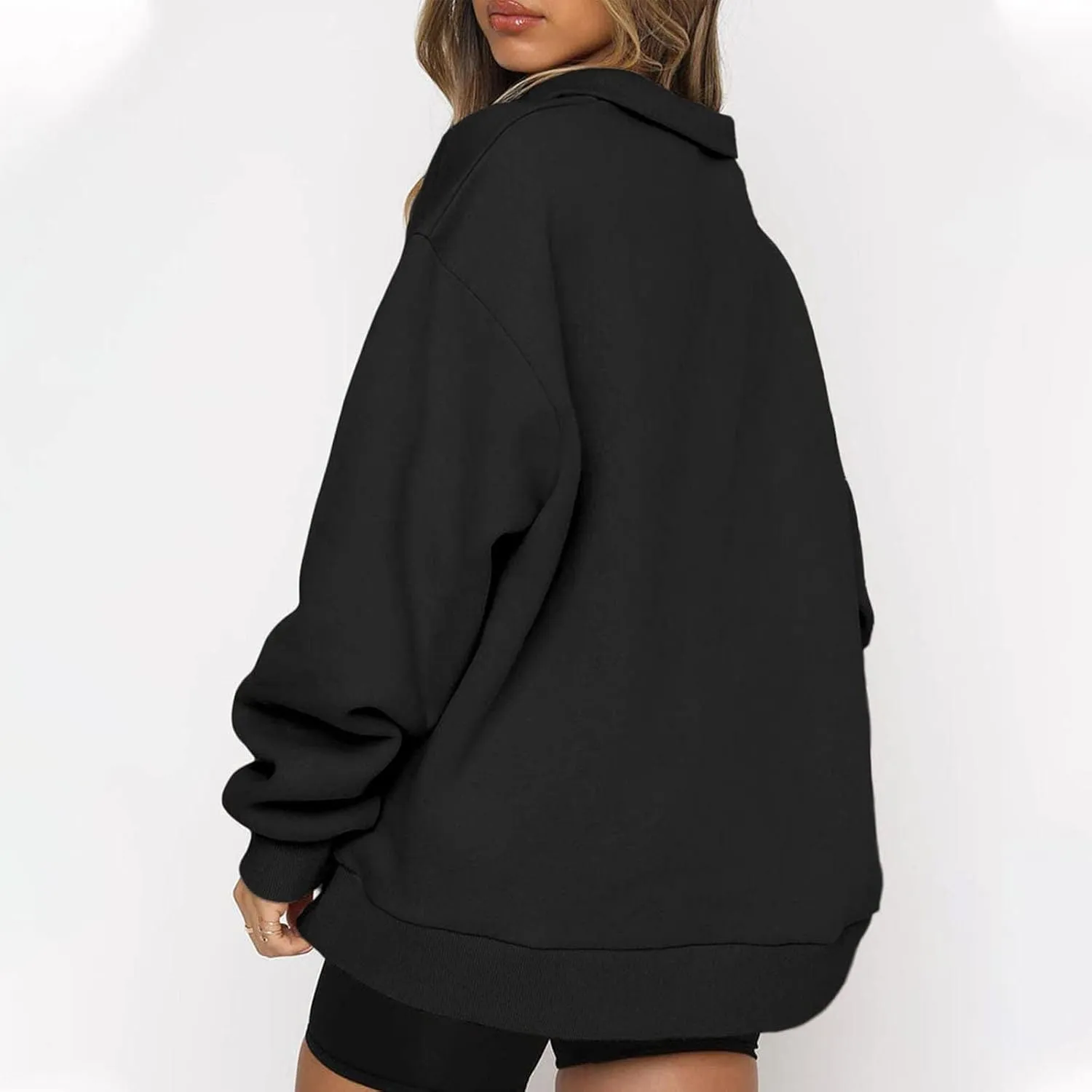 Oversized Zip Up Sweatshirts For Women 2023 Fall Fashion Outfits Casual Quarter Zip Long Sleeve Pullover Hoodies