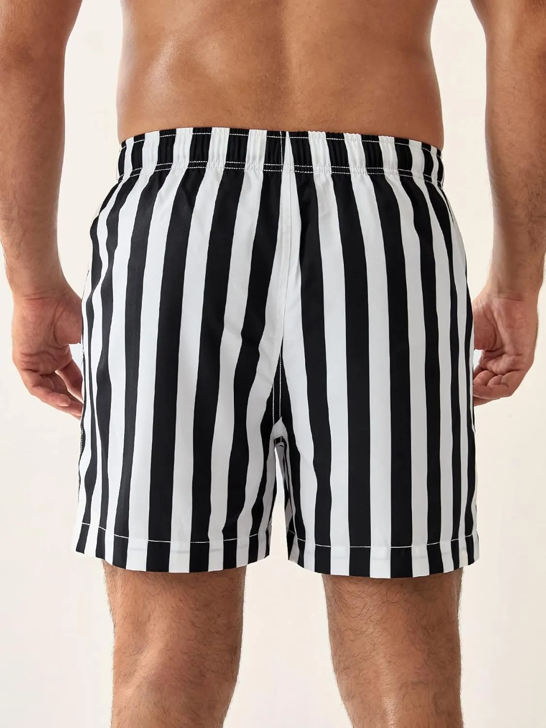 OYOANGLE Men's Striped Swim Trunks Quick Dry Beach Board Shorts Swimwear