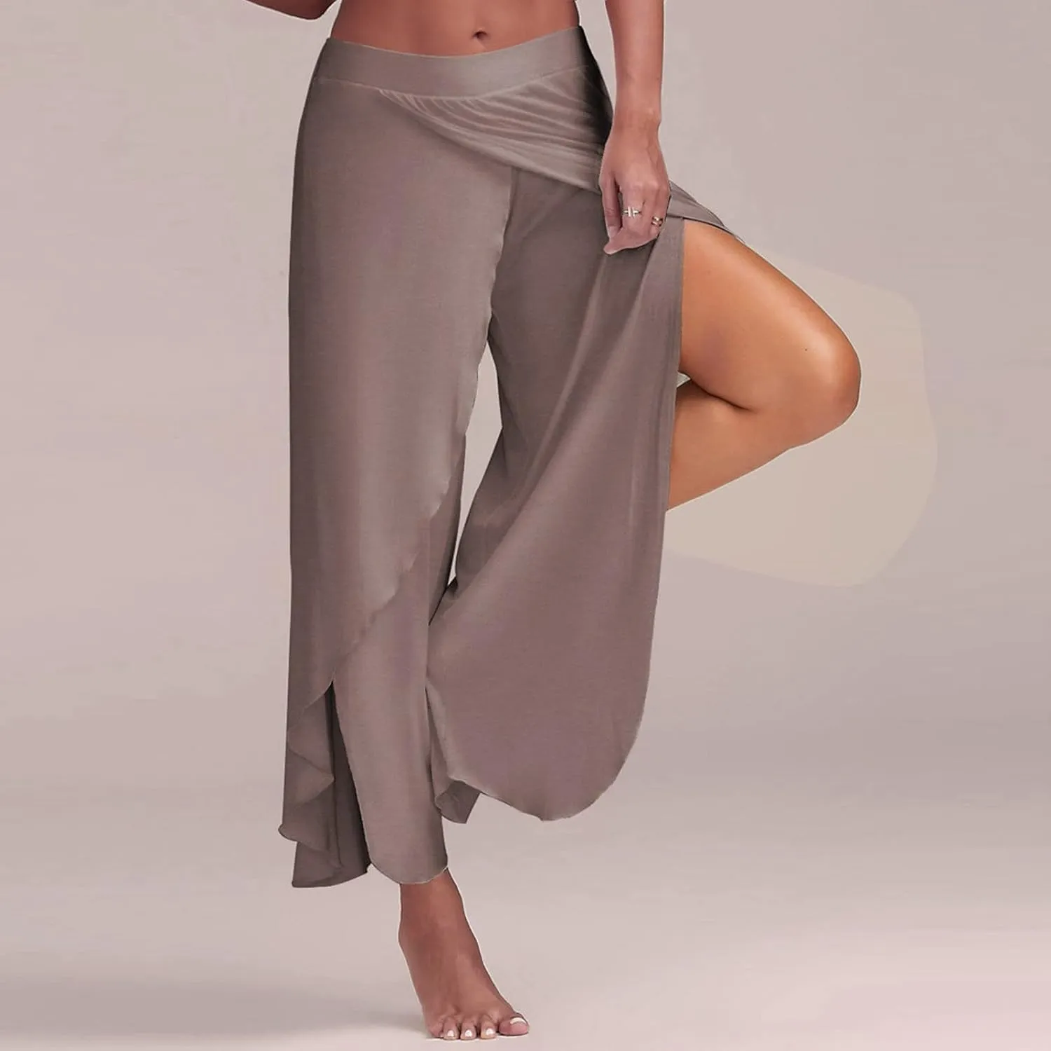 Palazzo Pants for Women Slit Wide Leg Trousers Beach Swimsuit Cover-ups Pants Plus Size Summer Split Casual Pants