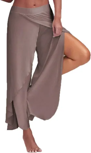 Palazzo Pants for Women Slit Wide Leg Trousers Beach Swimsuit Cover-ups Pants Plus Size Summer Split Casual Pants