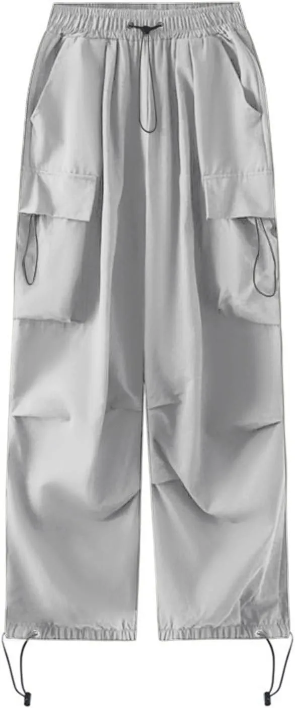 Parachute Pants Women Cargo Pants Women Baggy Y2K Low Waist Wide Drawstring Leg Hip Hop Baggy Pants