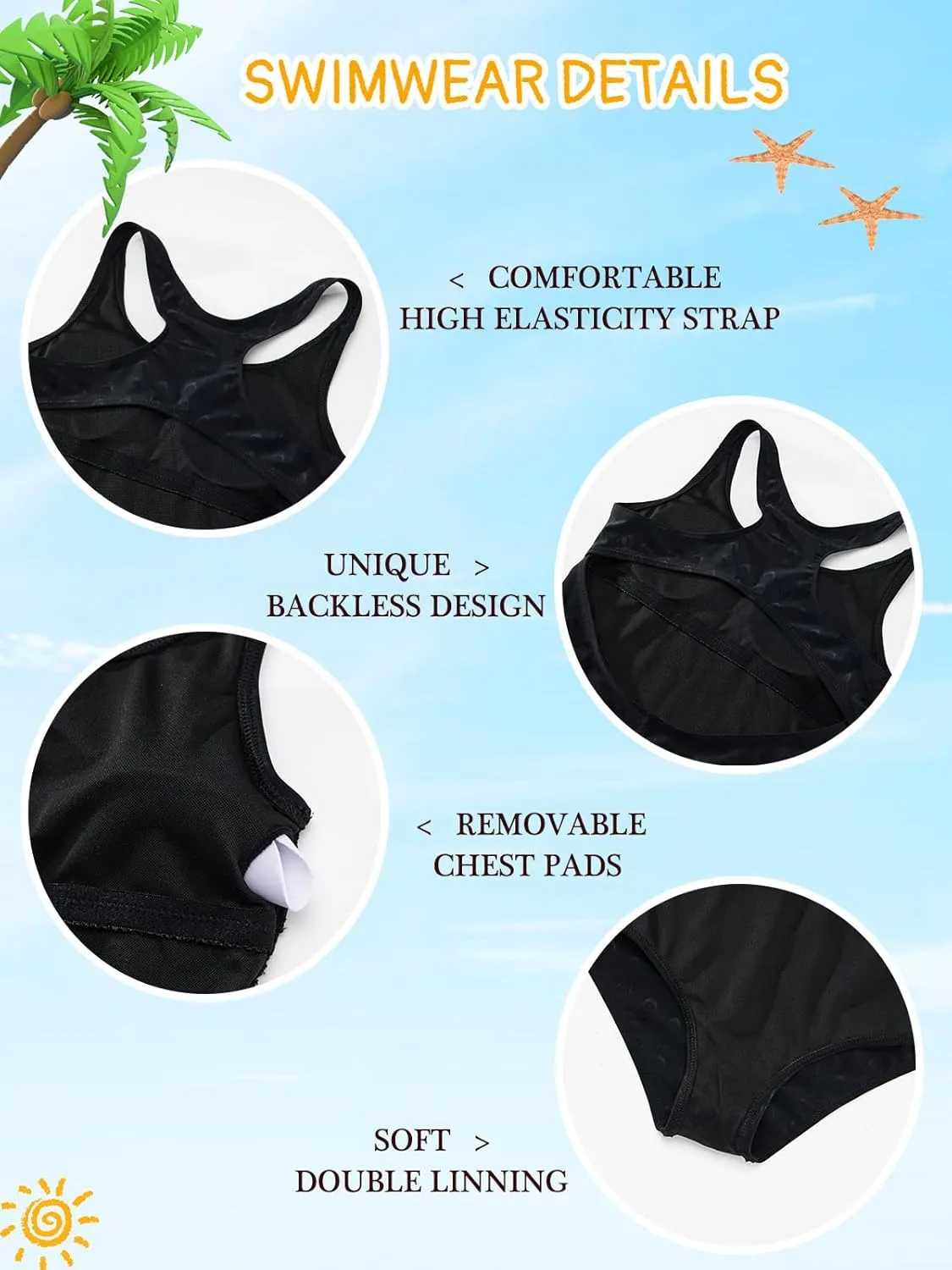 Patgoal Girls' One Piece Swimsuit Athletic Youth Girl's Swimsuit Kids Racerback Swimwear Thick Strap Beach Bathing Suit