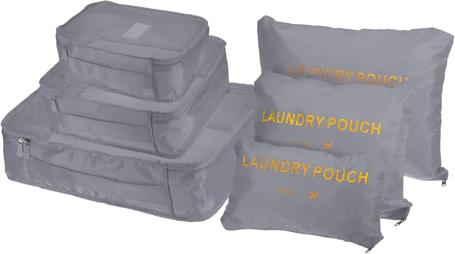 PATIKIL Packing Cube, 6 Set Luggage Organizer Bags Packing Compression Pouches Travel Storage Bags Clothing Sorting Packages, Gray
