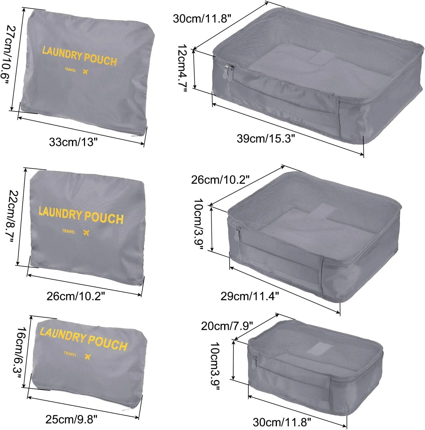 PATIKIL Packing Cube, 6 Set Luggage Organizer Bags Packing Compression Pouches Travel Storage Bags Clothing Sorting Packages, Gray