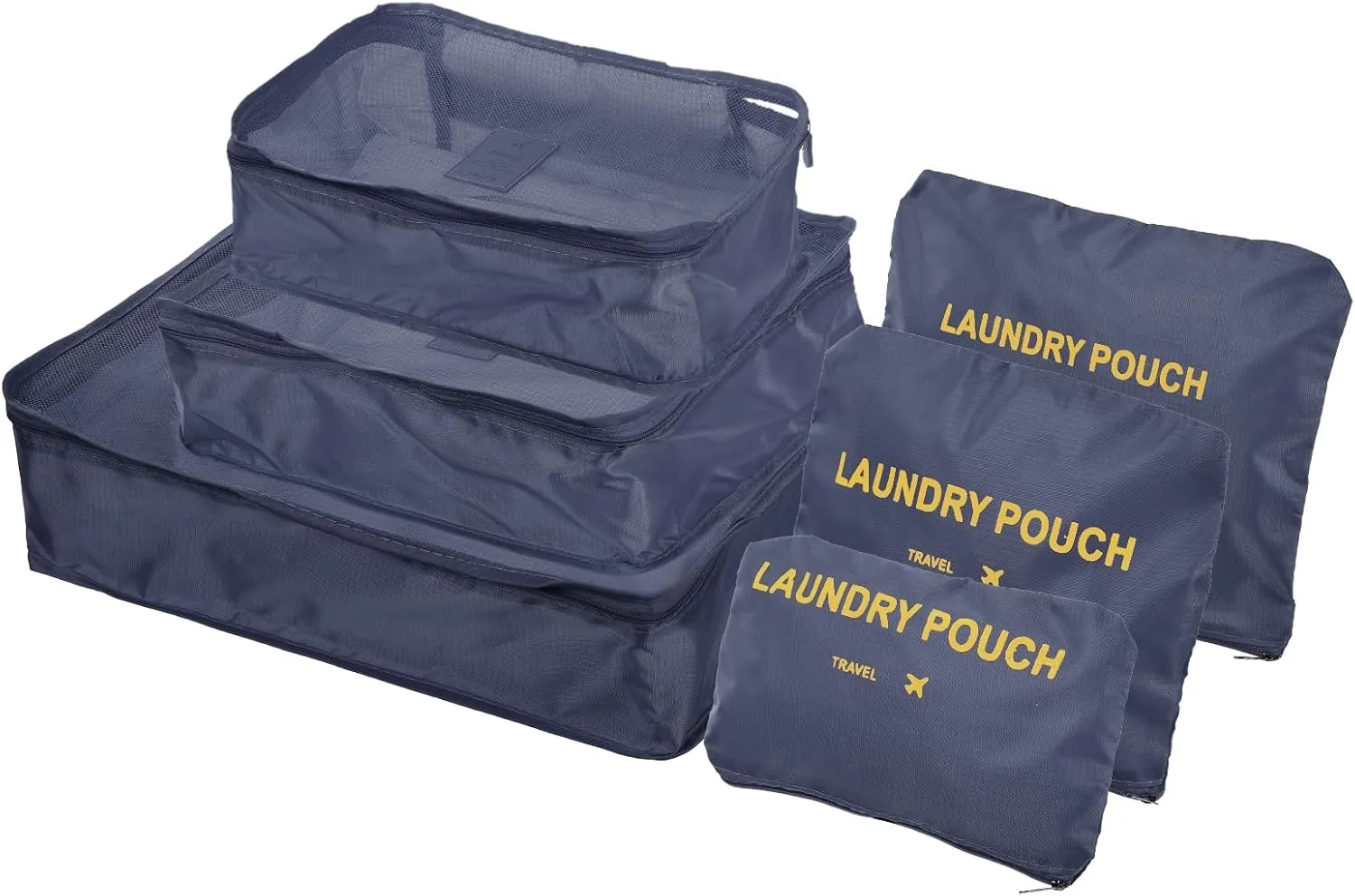 PATIKIL Packing Cube, 6 Set Luggage Organizer Bags Packing Compression Pouches Travel Storage Bags Clothing Sorting Packages, Navy Blue