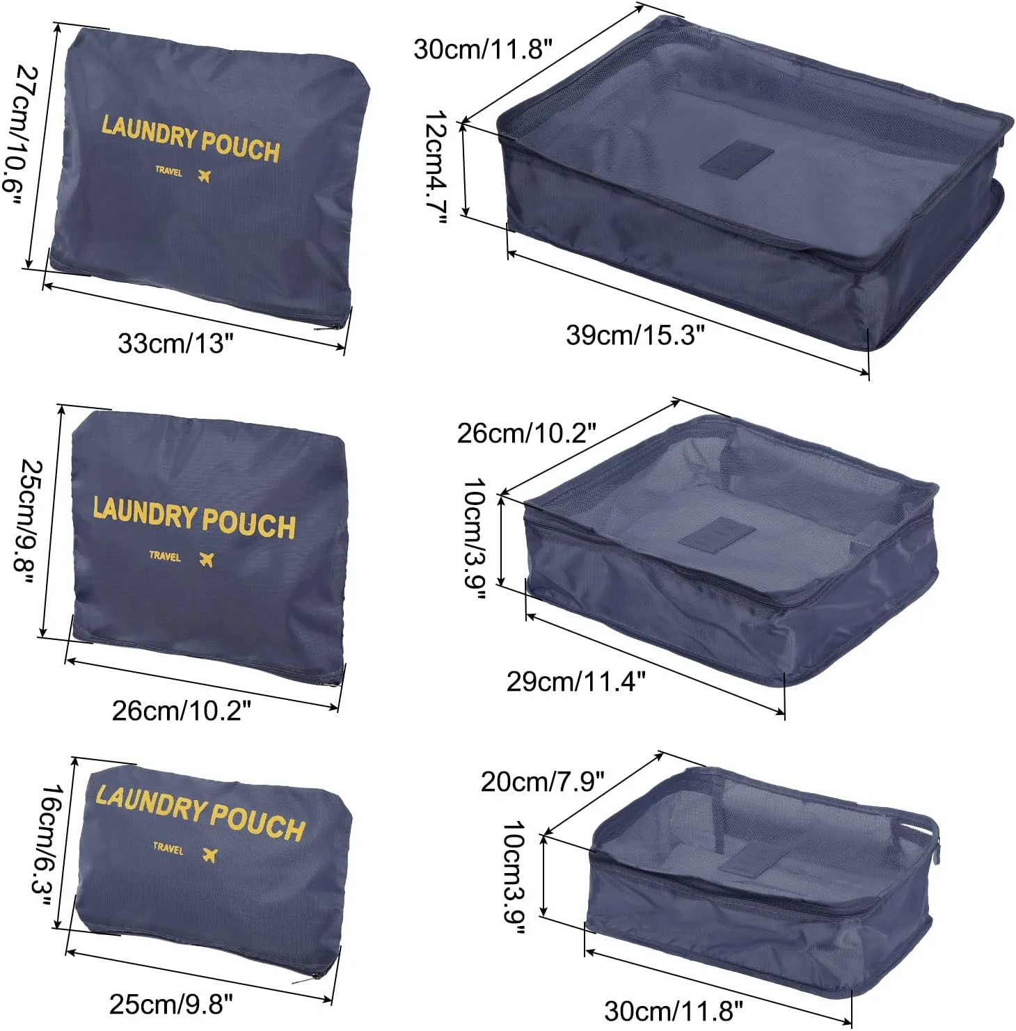 PATIKIL Packing Cube, 6 Set Luggage Organizer Bags Packing Compression Pouches Travel Storage Bags Clothing Sorting Packages, Navy Blue