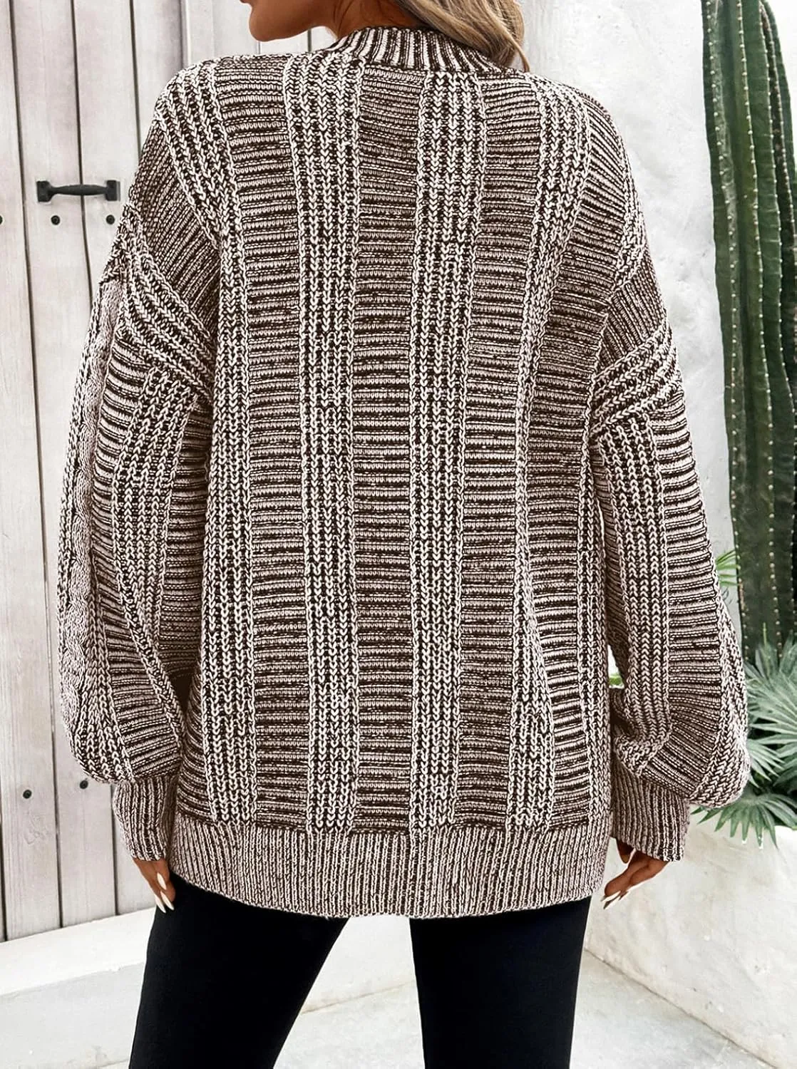 Pink Queen Women's 2024 Fall Winter Cardigan Sweater Long Sleeve Cable Knit Loose Outerwear Coat