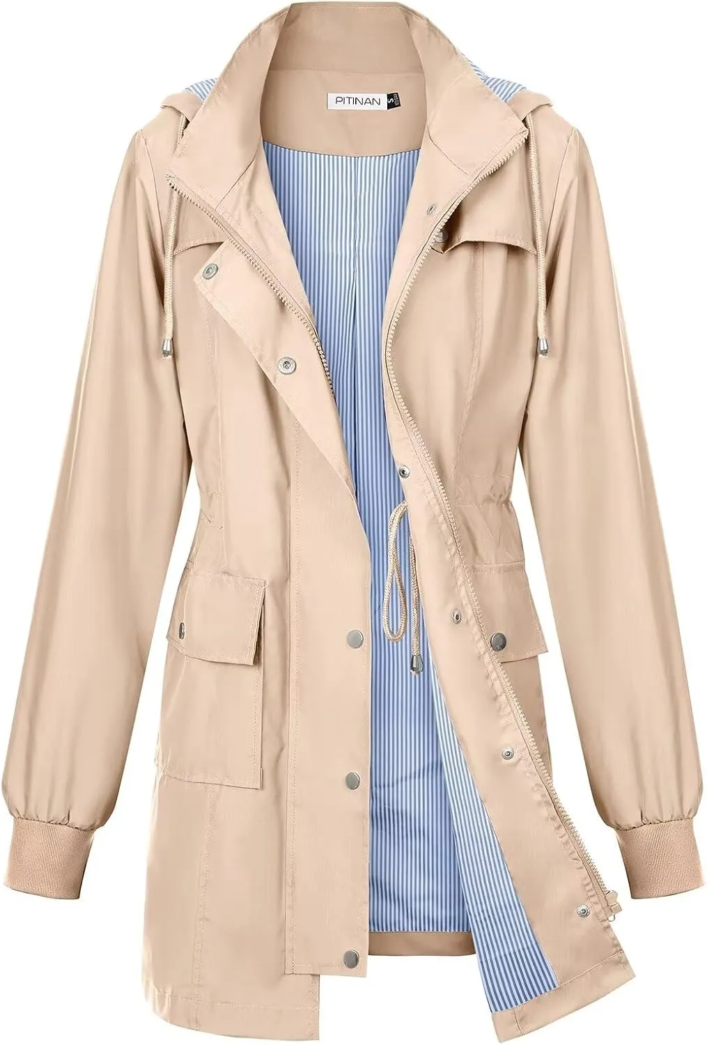 PITINAN Rain Jackets For Women Waterproof Rain Coats with Hood Lightweight Windbreaker Outdoor Womens Raincoats