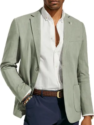 PJ PAUL JONES Mens Blazer Casual Cotton-Linen Sport Coat Lightweight 2 Button Unlined Suit Jackets