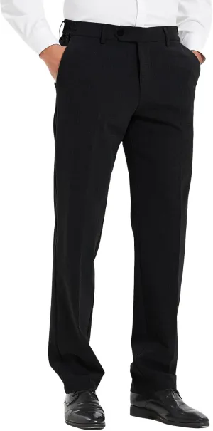Plaid&Plain Men's Dress Pants with Elastic Waistband and Stretchy Fabric Straight Fit