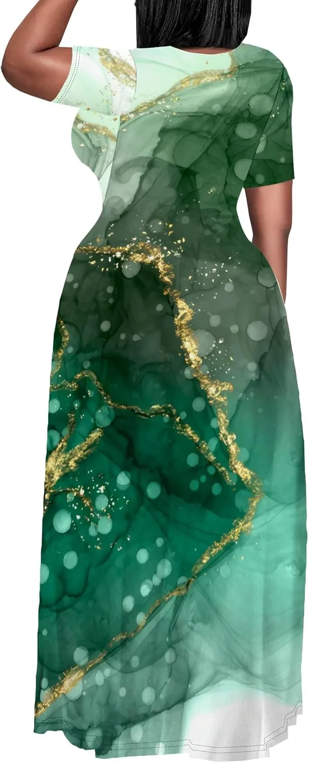 Plus Size Maxi Dresses for Curvy Women T-Shirt Summer Sun Dresses Loose Fit