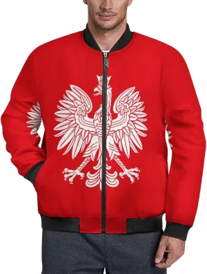 Poland Eagle Men's Bomber Jacket Lightweight Windbreaker Fashion Spring Fall Coats Casual Jackets for Men