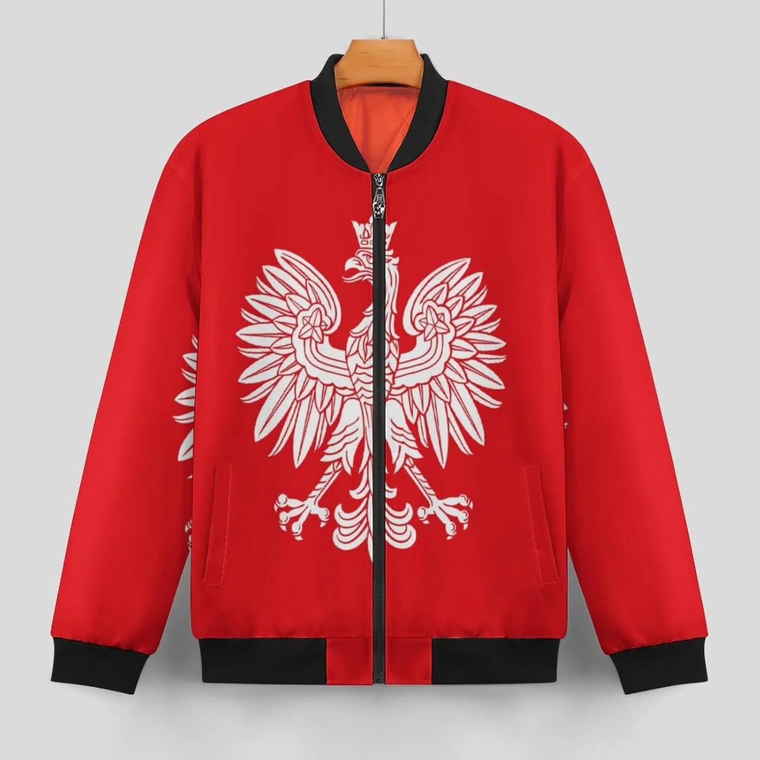 Poland Eagle Men's Bomber Jacket Lightweight Windbreaker Fashion Spring Fall Coats Casual Jackets for Men