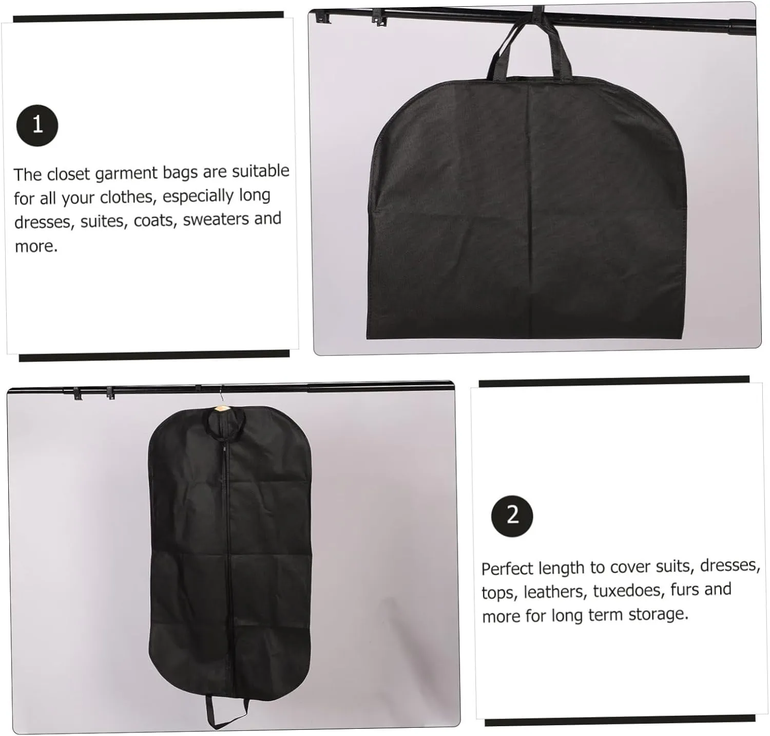 PRETYZOOM Garment Bag for Travel Home 2 Pcs Suit Cover Hanging Garment Bag Business Clothes Clean Prevent Wrinkles