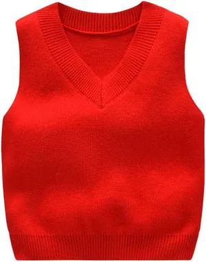PTPUKE Baby Boys Girls V Neck Comfort Knitted Sleeveless Pullover Sweater Vest