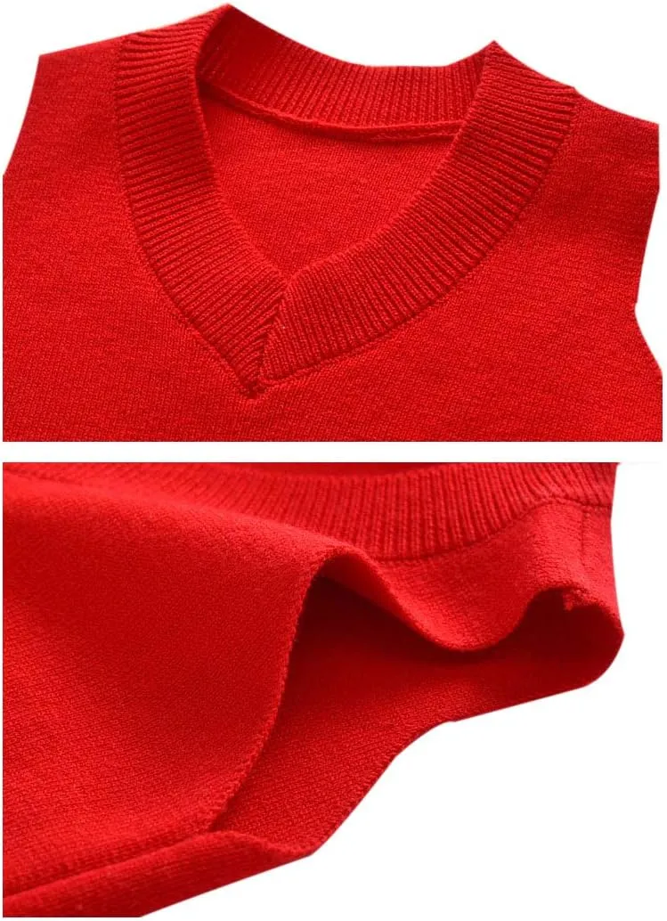 PTPUKE Baby Boys Girls V Neck Comfort Knitted Sleeveless Pullover Sweater Vest