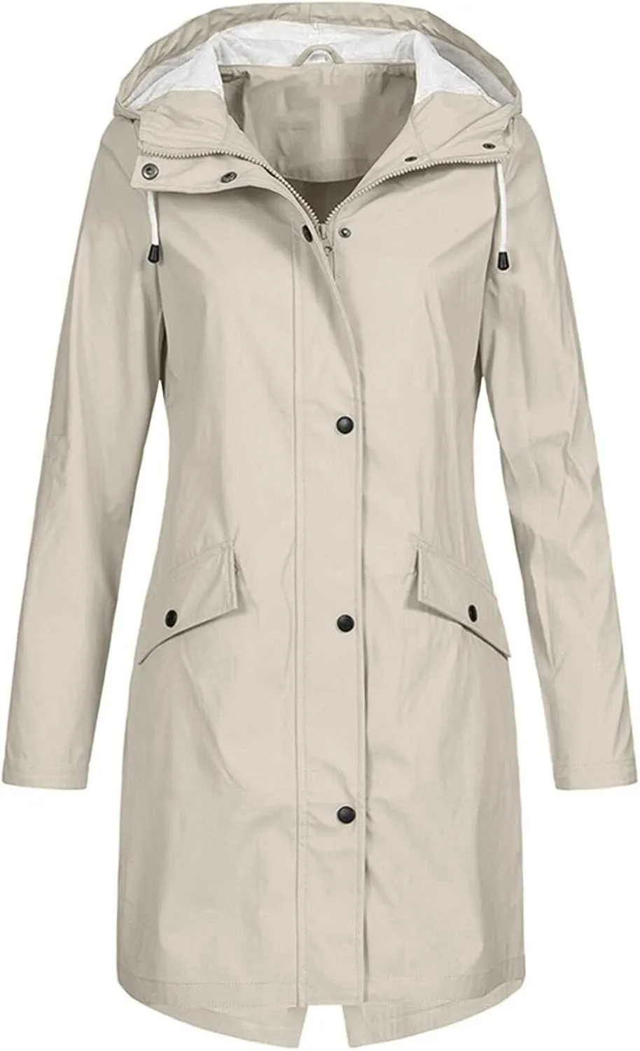 Rain Jacket Women Lightweight Hooded Waterproof Rain Jacket Mid Length Windbreaker Plus Size Raincoat with Hood