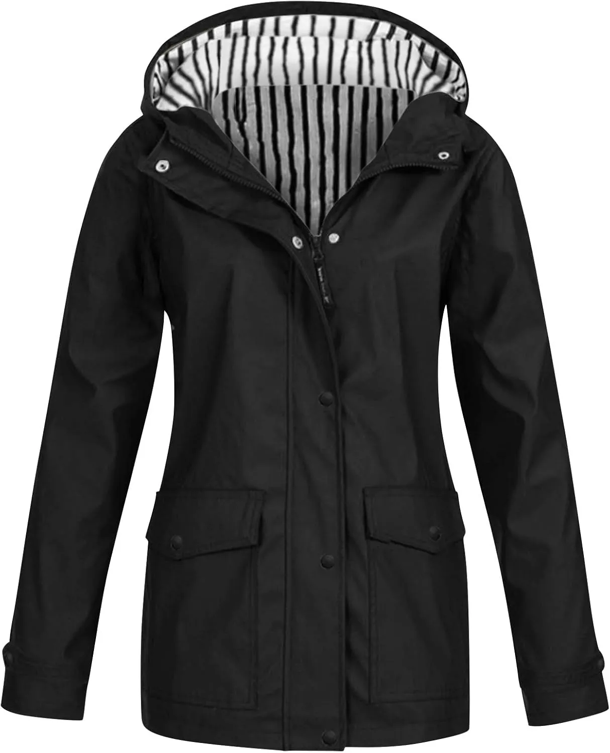 Rain Jacket Women Zip Up Casual Hoodies Lightweight Windbreaker Jackets Long Sleeve Coat Travel plus Size