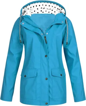 Rain Jackets For Women, Waterproof Rain Coats with Hood Lightweight Windbreaker Outdoor Hiking Trench Coat