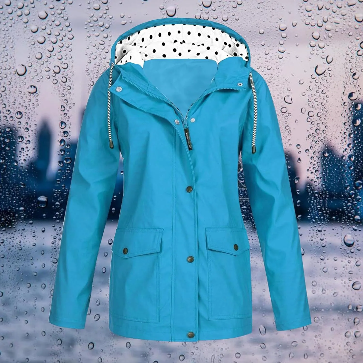 Rain Jackets For Women, Waterproof Rain Coats with Hood Lightweight Windbreaker Outdoor Hiking Trench Coat