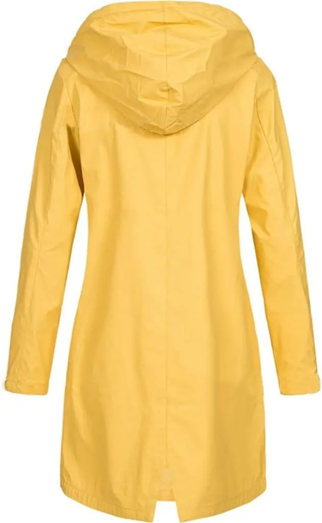 Raincoat for Women Lightweight Hooded Waterproof Rain Jacket Outdoor Zip Up Windbreaker Long Hooded Trench Coat