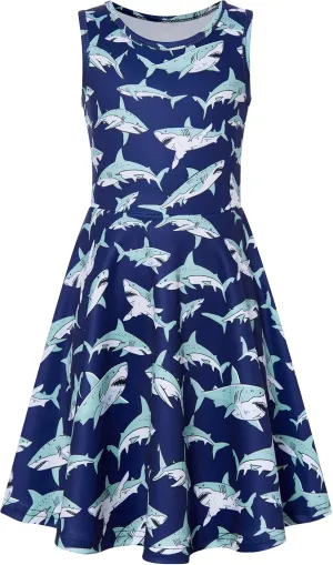 RAISEVERN Girls Dresses Sleeveless Summer Casual Swing Sundress for 4-15 Years