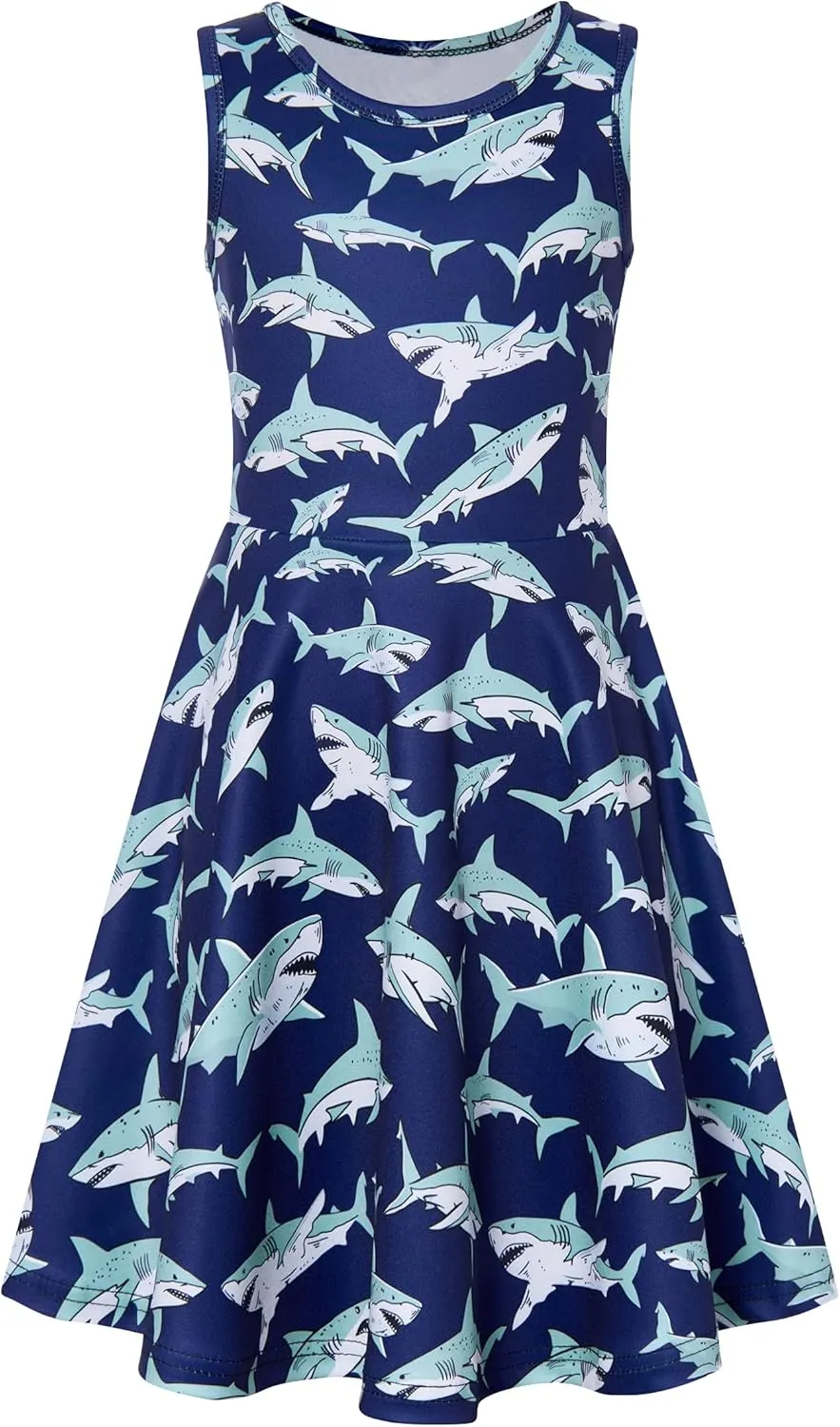 RAISEVERN Girls Dresses Sleeveless Summer Casual Swing Sundress for 4-15 Years