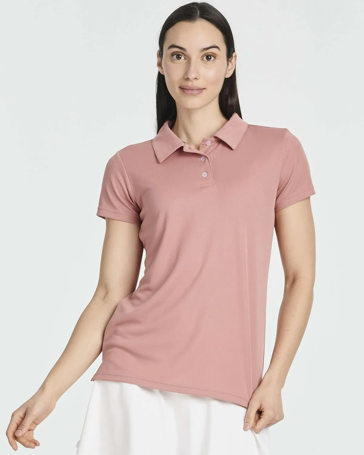 Real Essentials 3 Pack: Womens Short Sleeve Dry-Fit Performance Polo Shirt (Available in Plus)
