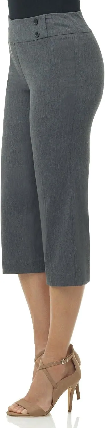 Rekucci Women's Ease into Comfort Capri with Button Detail