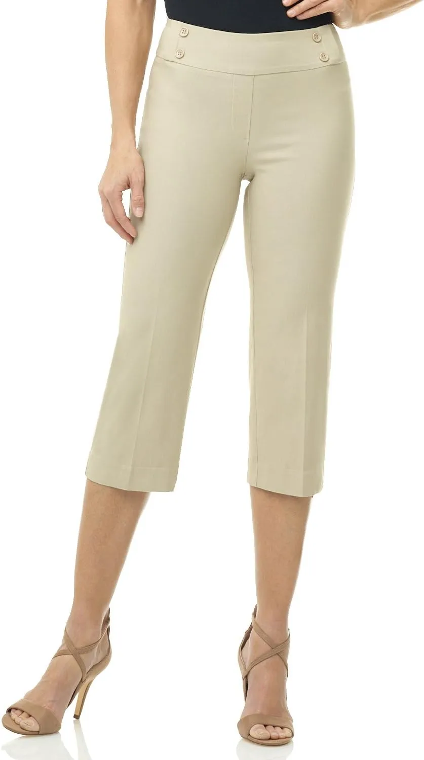 Rekucci Women's Ease into Comfort Capri with Button Detail