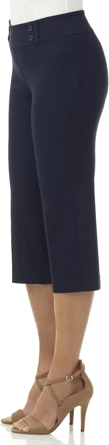 Rekucci Women's Ease into Comfort Capri with Button Detail
