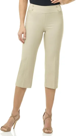 Rekucci Women's Ease into Comfort Capri with Button Detail