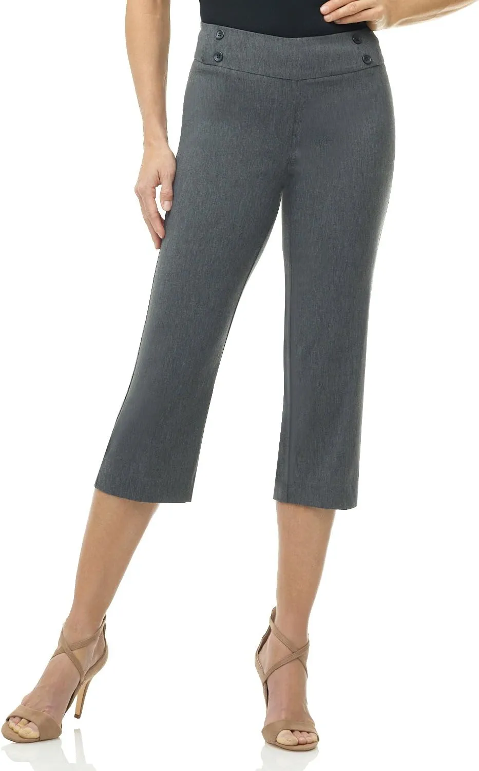 Rekucci Women's Ease into Comfort Capri with Button Detail