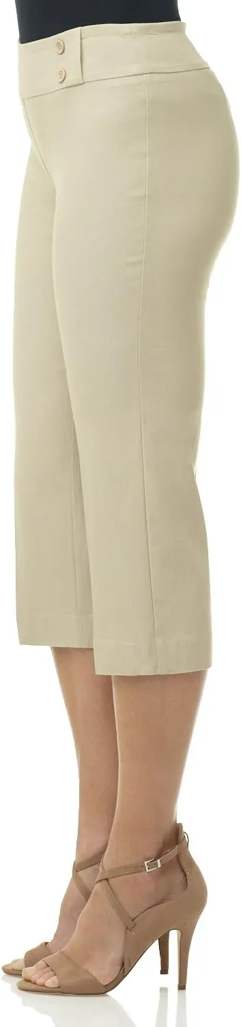 Rekucci Women's Ease into Comfort Capri with Button Detail
