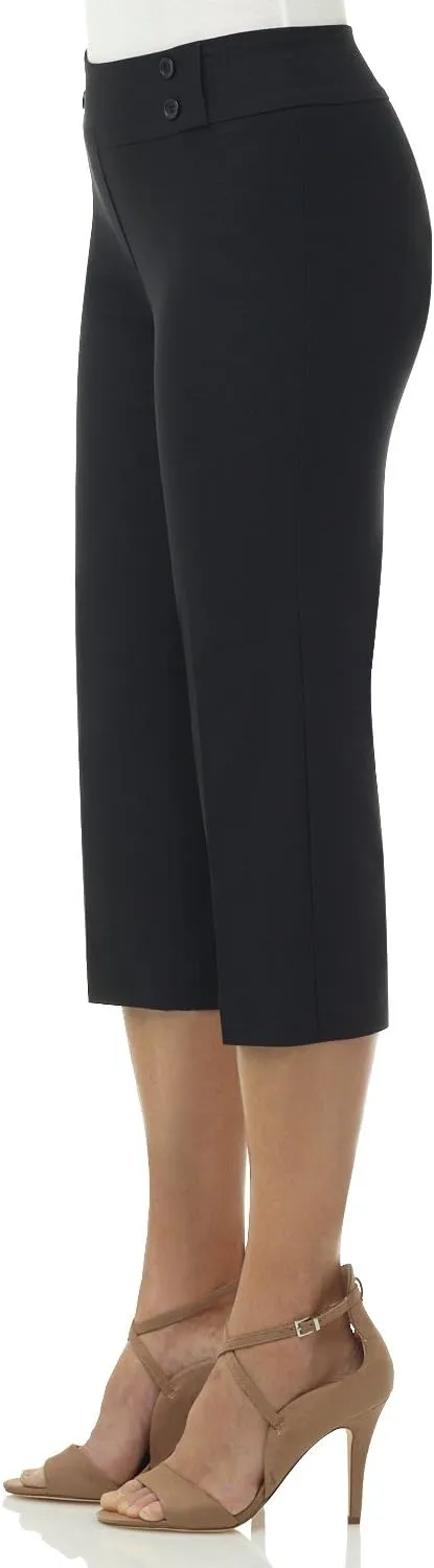 Rekucci Women's Ease into Comfort Capri with Button Detail
