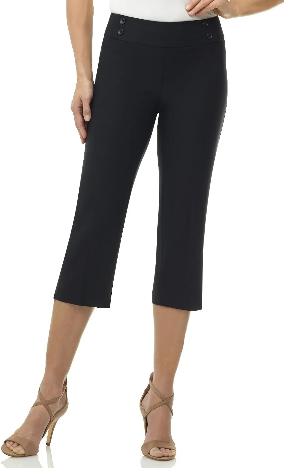 Rekucci Women's Ease into Comfort Capri with Button Detail