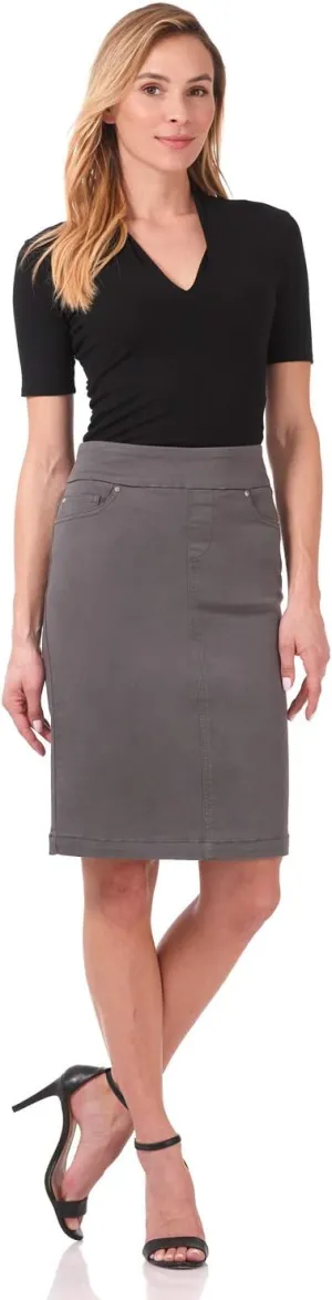 Rekucci Women's Ease into Comfort Chic n' Casual Stretch Jean Skirt