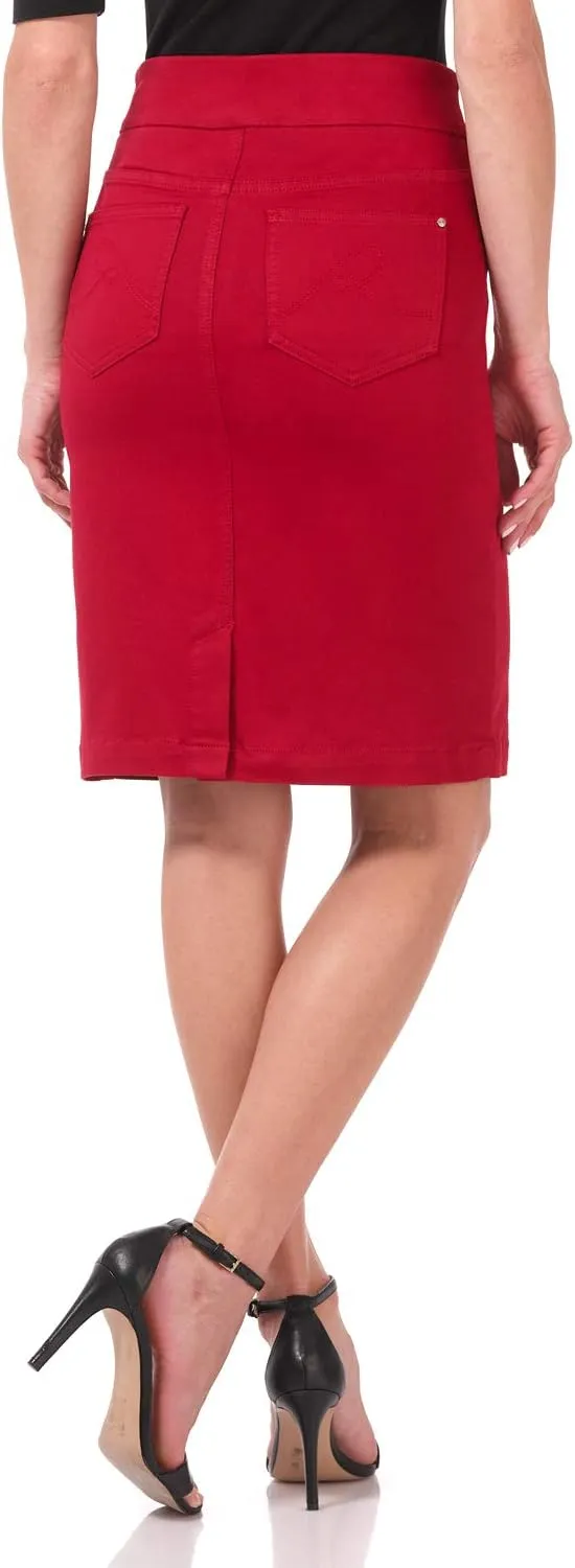 Rekucci Women's Ease into Comfort Chic n' Casual Stretch Jean Skirt