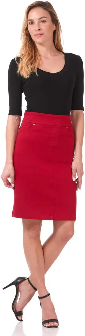 Rekucci Women's Ease into Comfort Chic n' Casual Stretch Jean Skirt