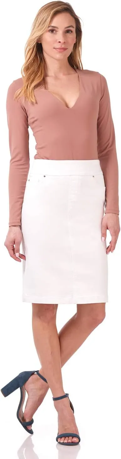 Rekucci Women's Ease into Comfort Chic n' Casual Stretch Jean Skirt