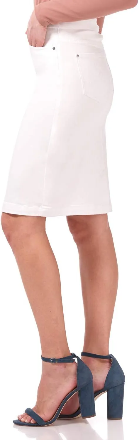 Rekucci Women's Ease into Comfort Chic n' Casual Stretch Jean Skirt