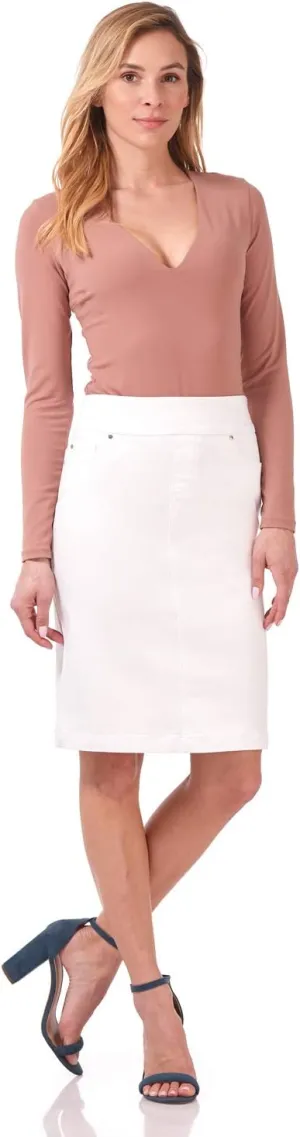 Rekucci Women's Ease into Comfort Chic n' Casual Stretch Jean Skirt