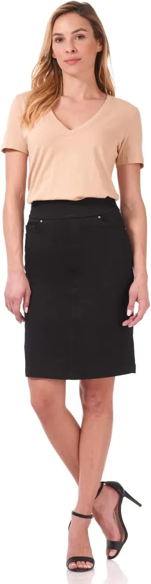 Rekucci Women's Ease into Comfort Chic n' Casual Stretch Jean Skirt