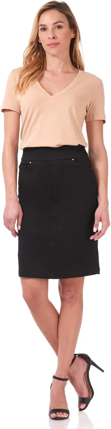 Rekucci Women's Ease into Comfort Chic n' Casual Stretch Jean Skirt
